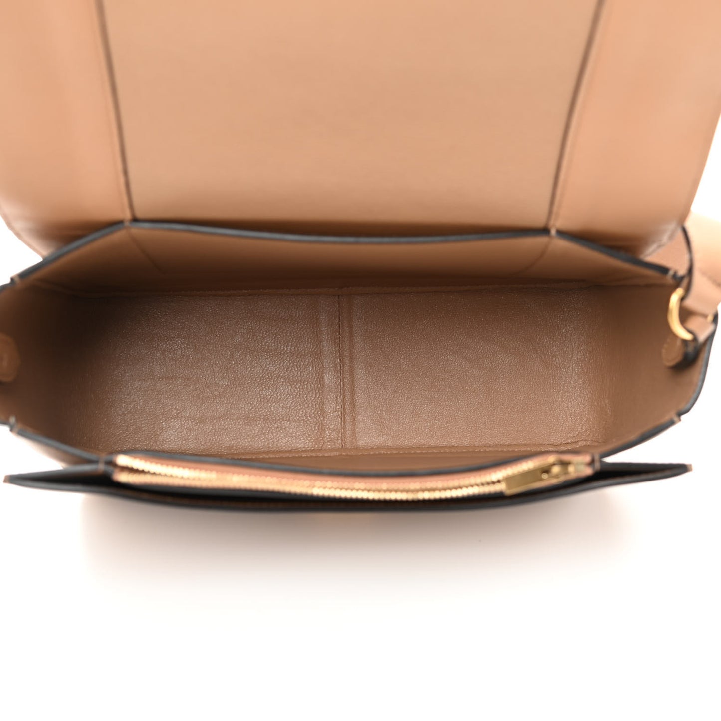 Shiny Smooth Calfskin Medium Frame Shoulder Bag Tan Optic White