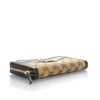 Gucci Monogram Margaux Calfskin Sukey Zip Around Wallet Beige Ebony Cocoa 4 of 7
