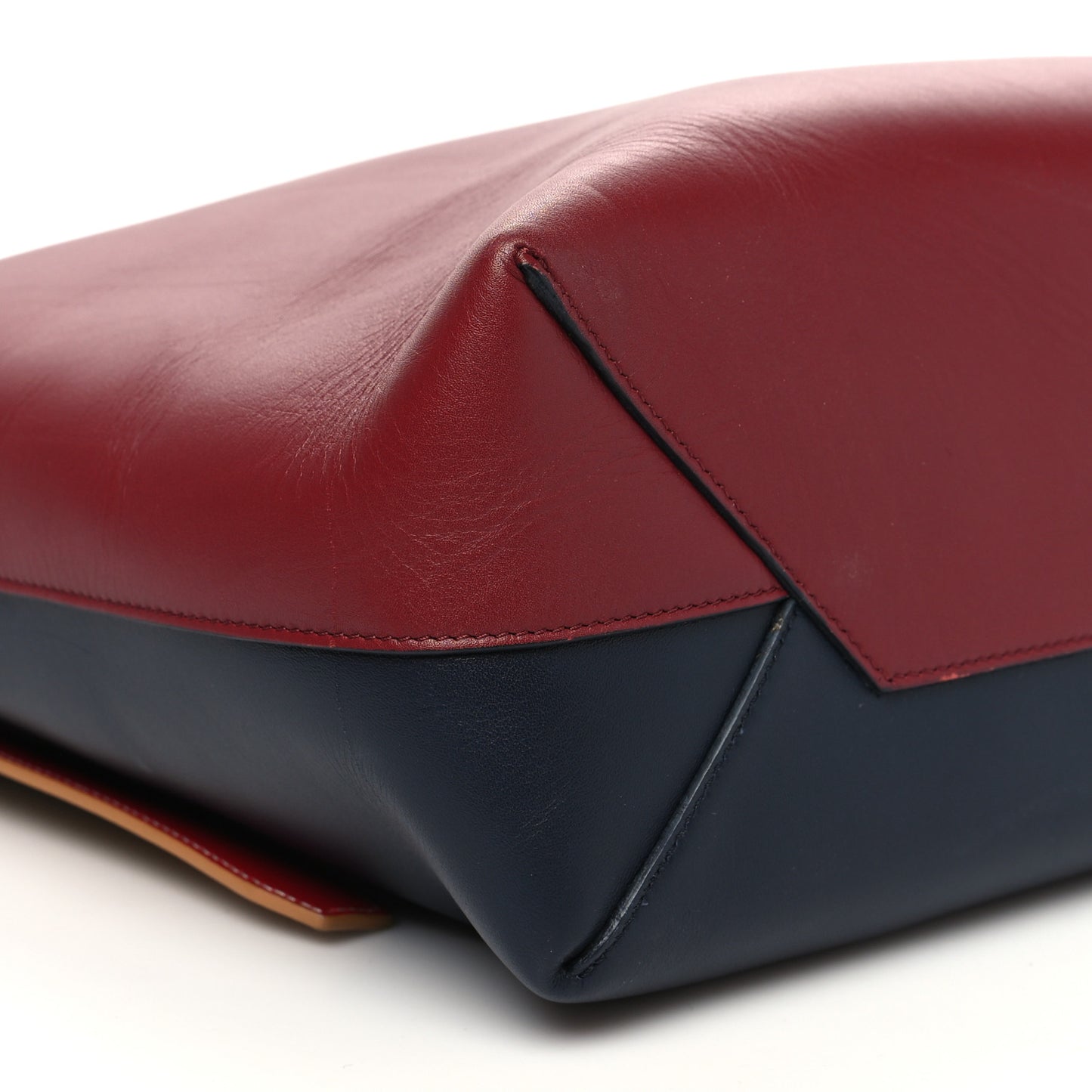 Shiny Smooth Calfskin Small Twisted Cabas Dark Ruby Navy