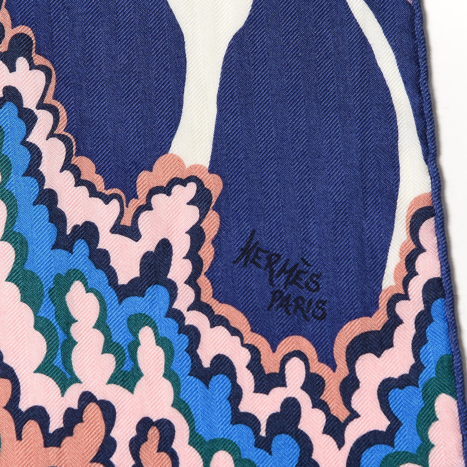 Hermes Cashmere Silk Three Graces Shawl 140 Lavande Indigo Vert 4 of 6
