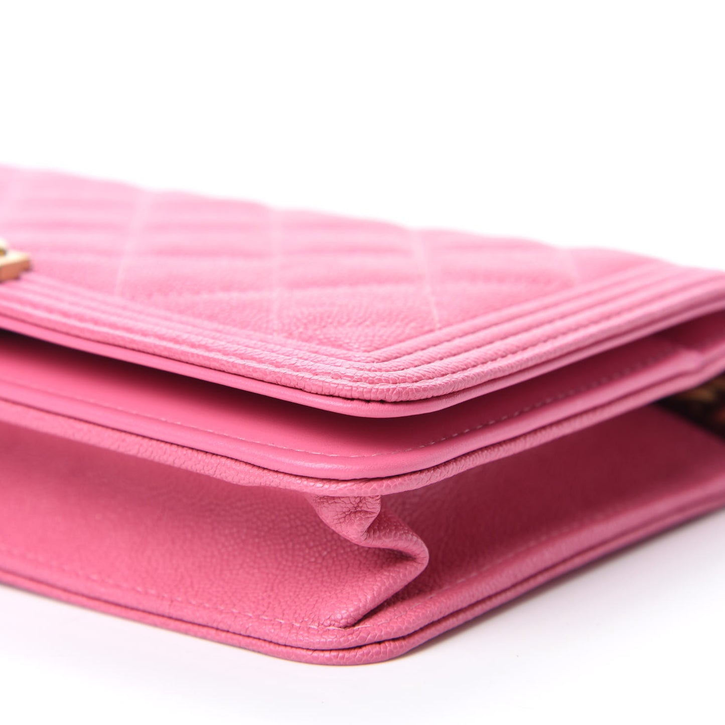 Caviar Quilted Boy Wallet On Chain WOC Pink