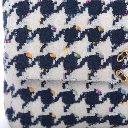 Chanel Tweed Quilted Large 19 Flap Ecru Navy Blue Multicolor 8 of 11