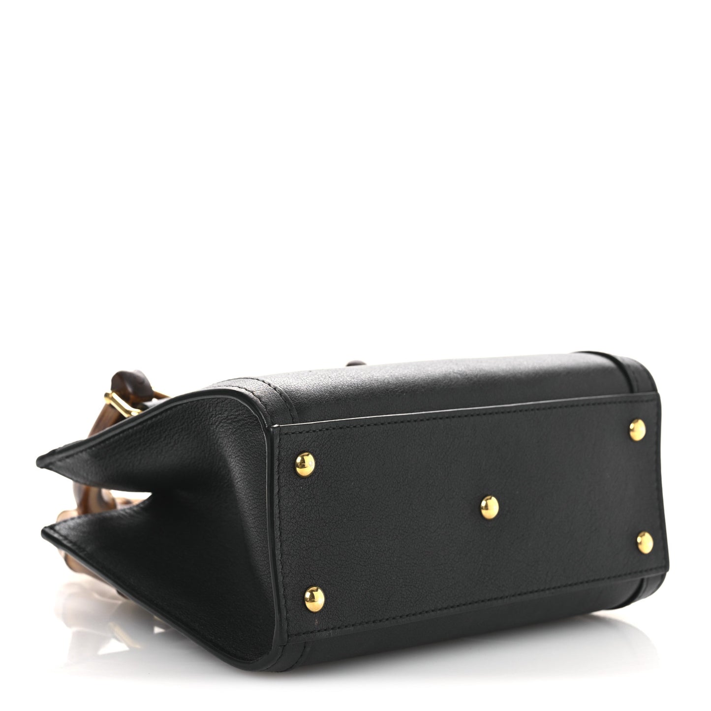 Wonka Grain Calfskin Mini Diana Tote Bag Black Yellow Fluo