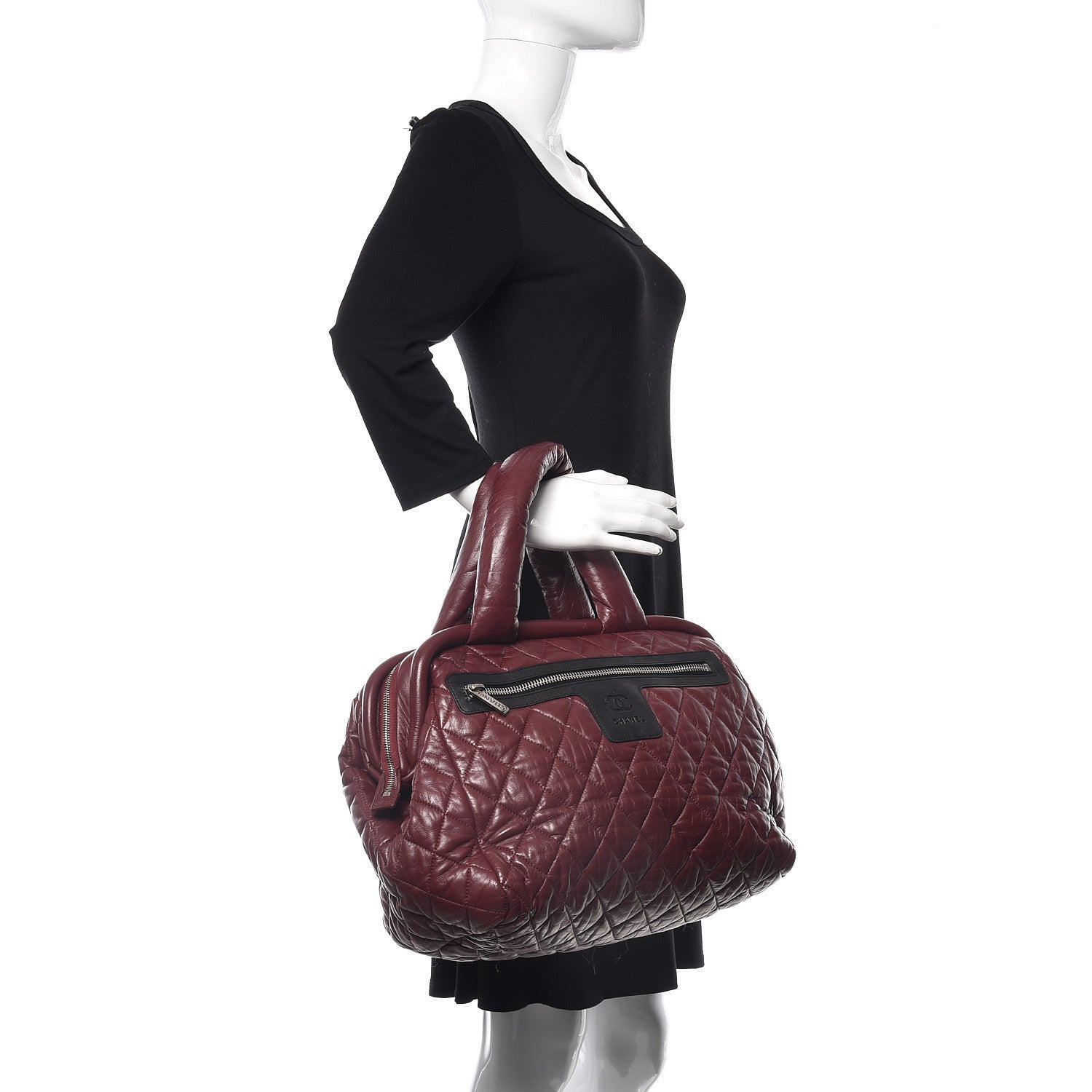 Chanel Lambskin Coco Cocoon Bowler Burgundy 2 of 16