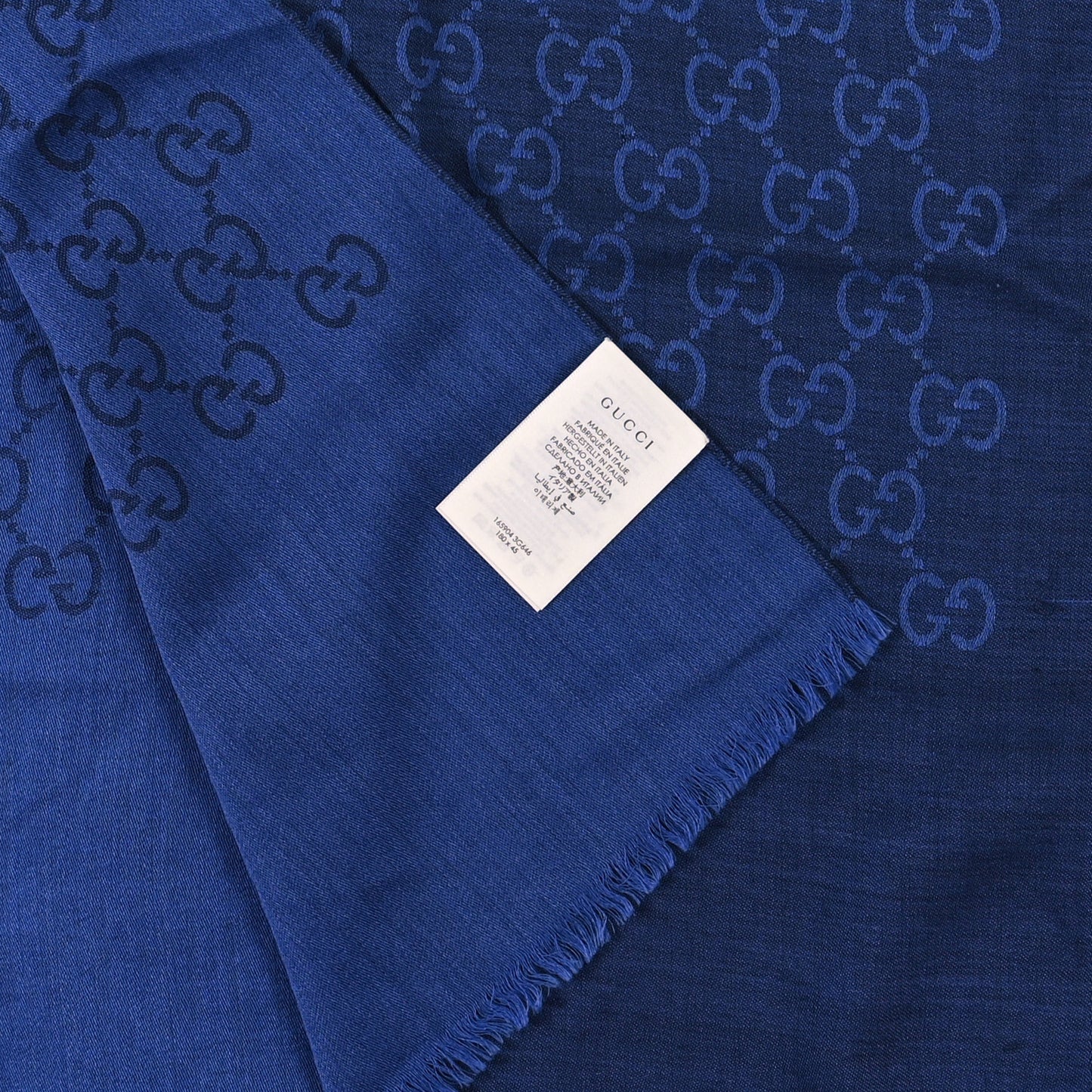 Wool Silk GG Monogram GGNat Scarf Blue