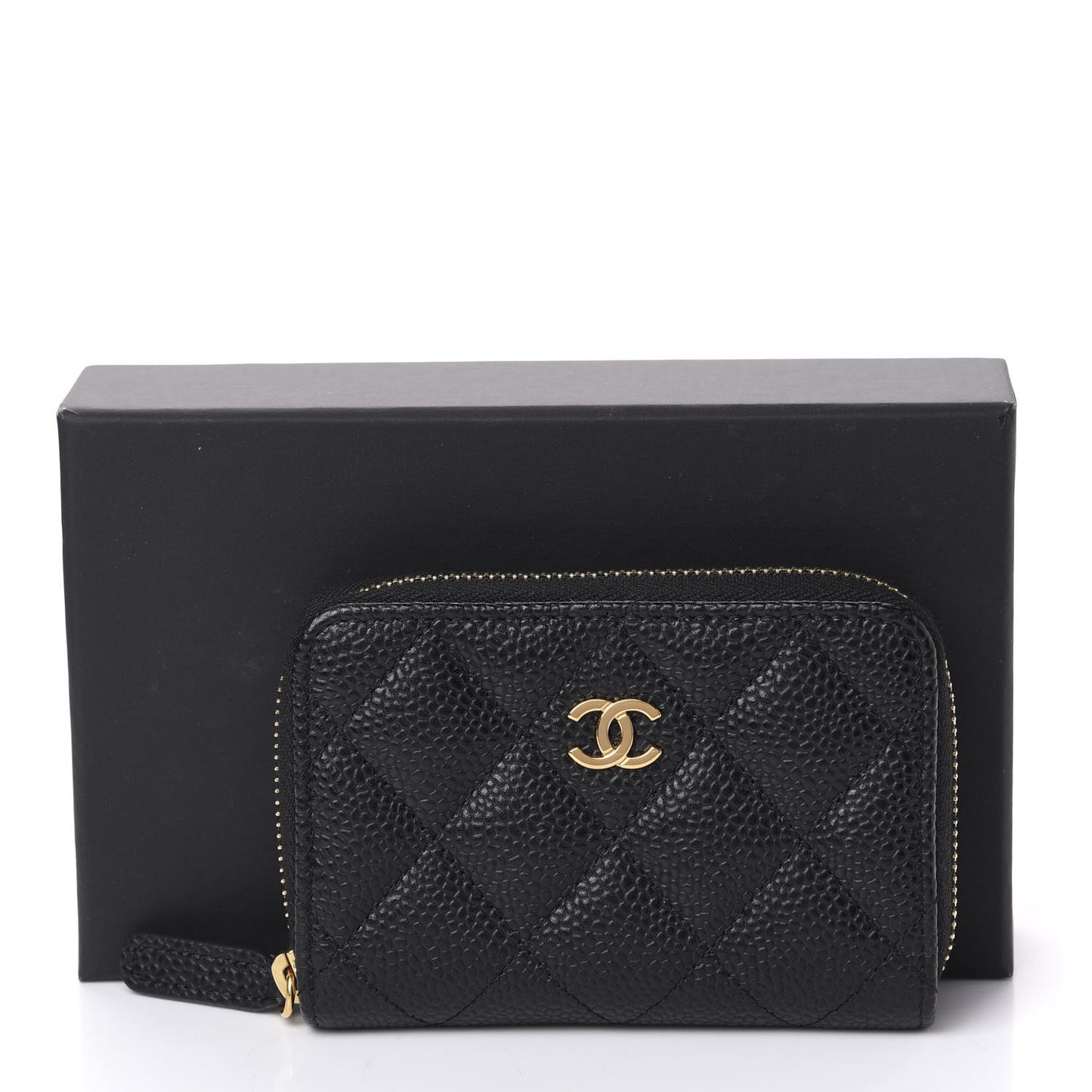 Caviar Quilted Zip Coin Purse Black