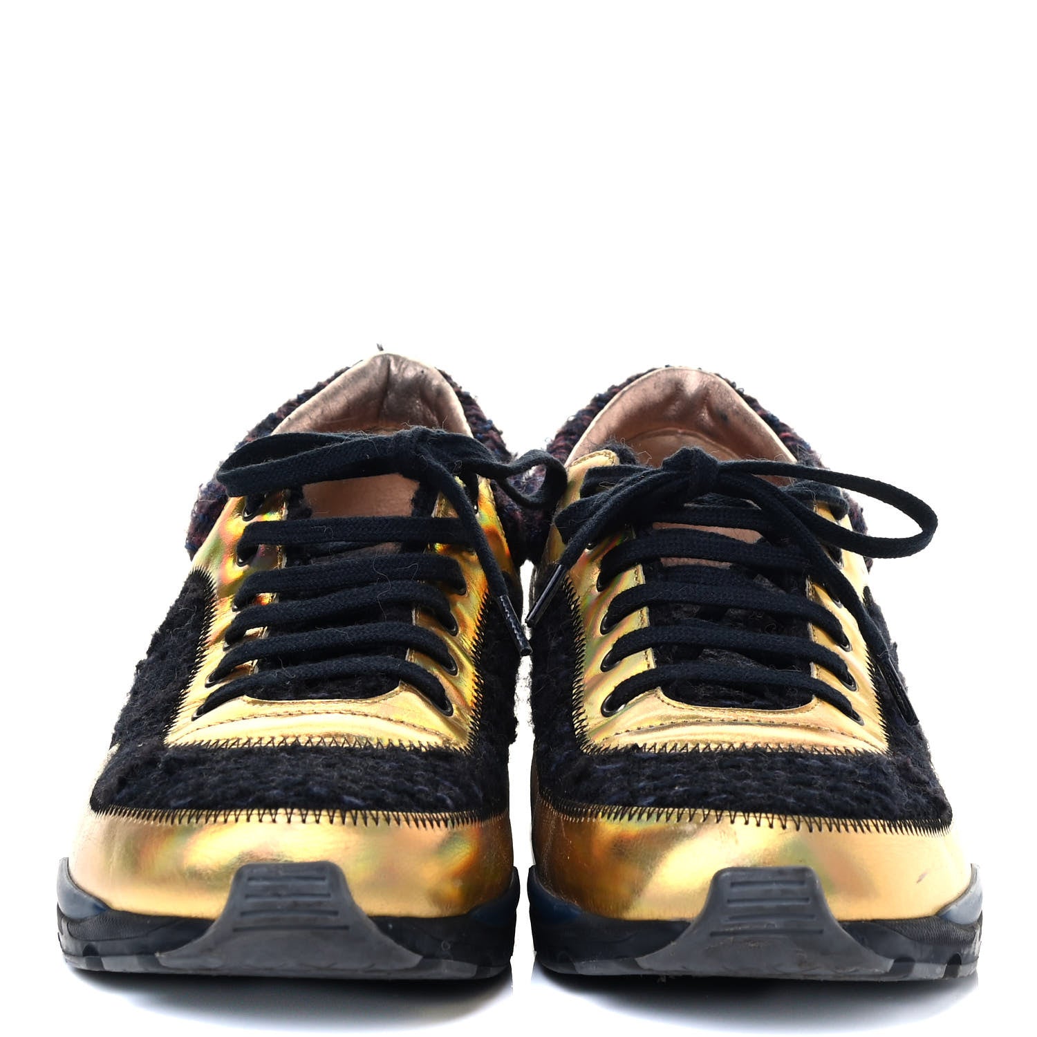 Chanel Tweed Lambskin Runway Sneakers 40 Black Multicolor 2 of 9
