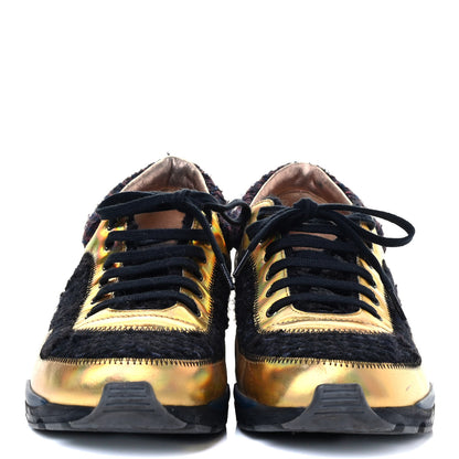 Chanel Tweed Lambskin Runway Sneakers 40 Black Multicolor 2 of 9