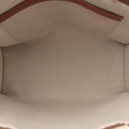 Celine Jacquard Striped Large Cabas Thais White Brown 5 of 12