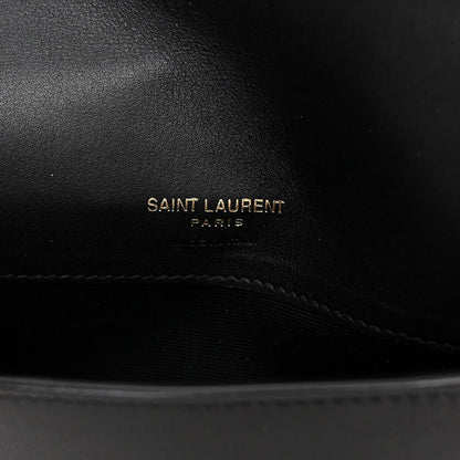 Saint Laurent SAINT LAURENT Canvas Striped Phone Holder Crossbody Beige Black 6 of 9