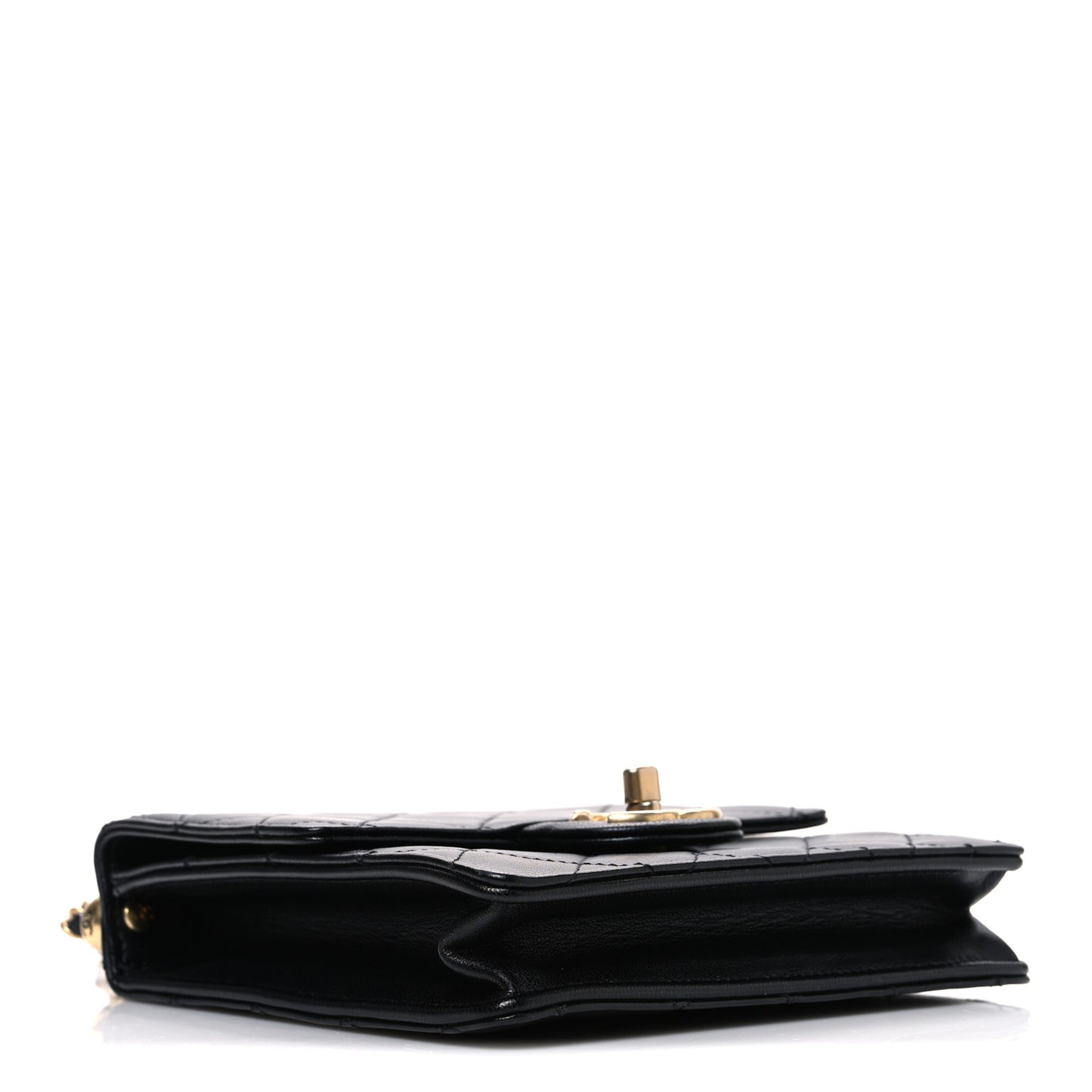 Lambskin Quilted Chic Pearls Flap Black