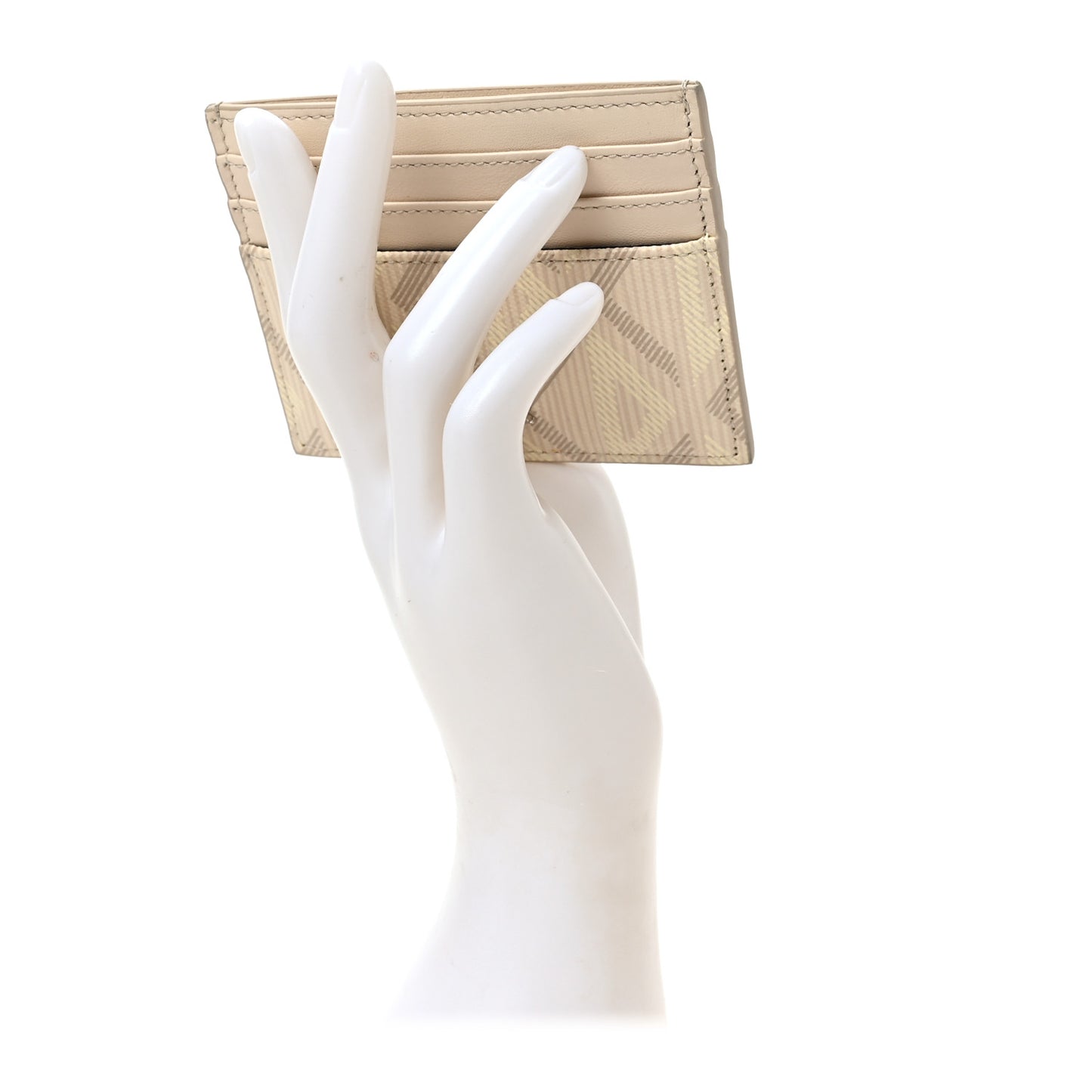 Calfskin CD Diamond Canvas Card Holder Natural