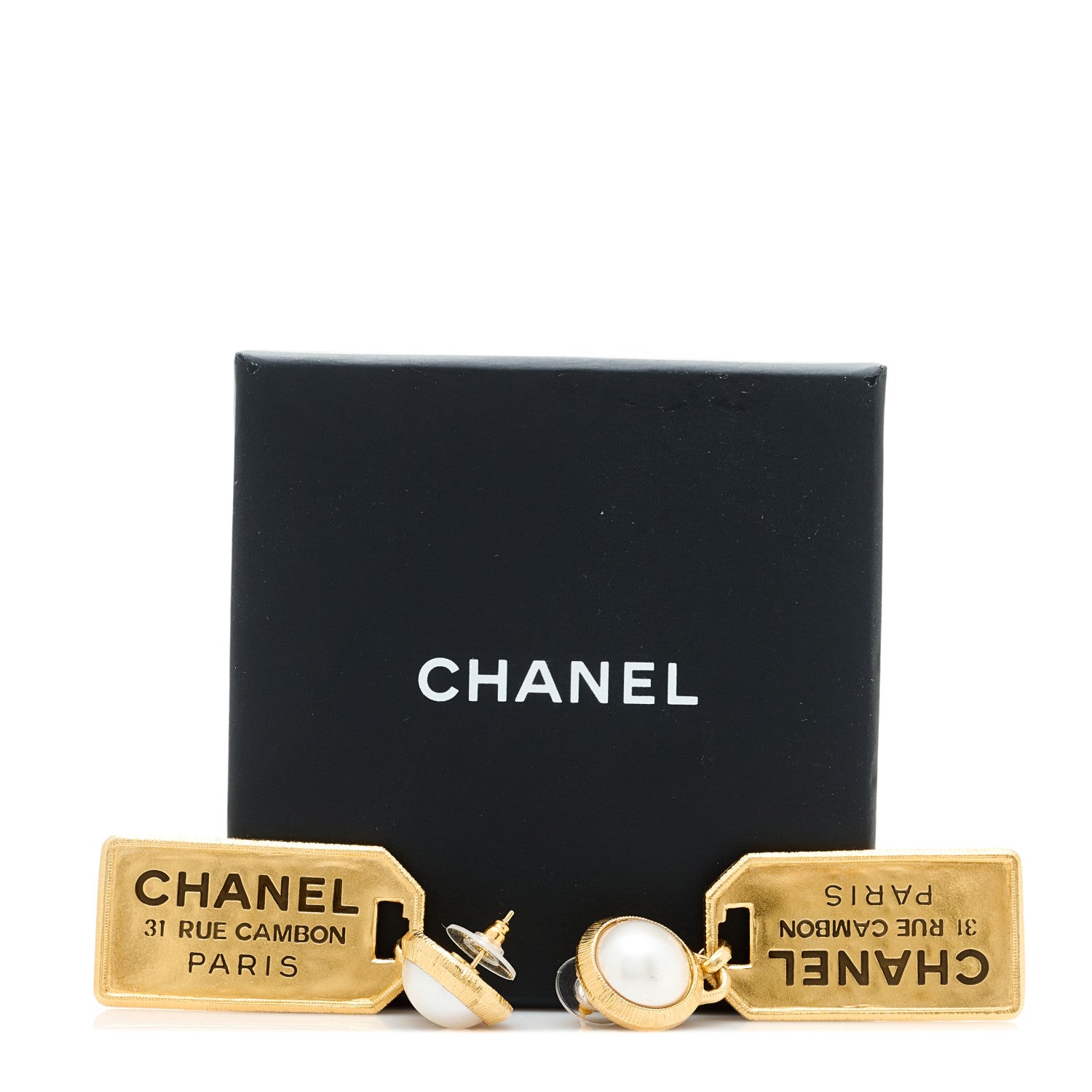 Chanel Pearl CC Tags Drop Earrings Gold 5 of 5