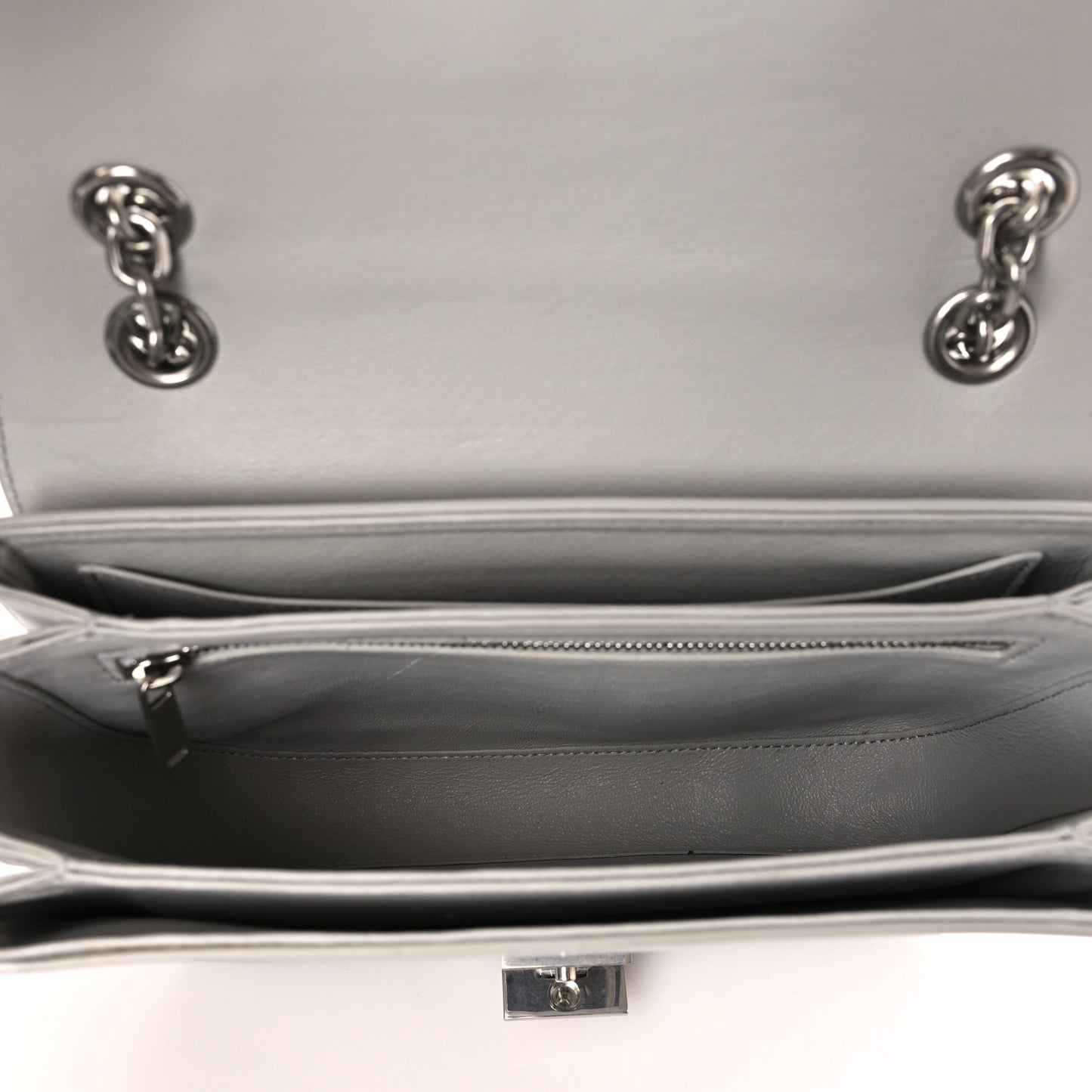 Shiny Calfskin Medium C Bag Pale Grey