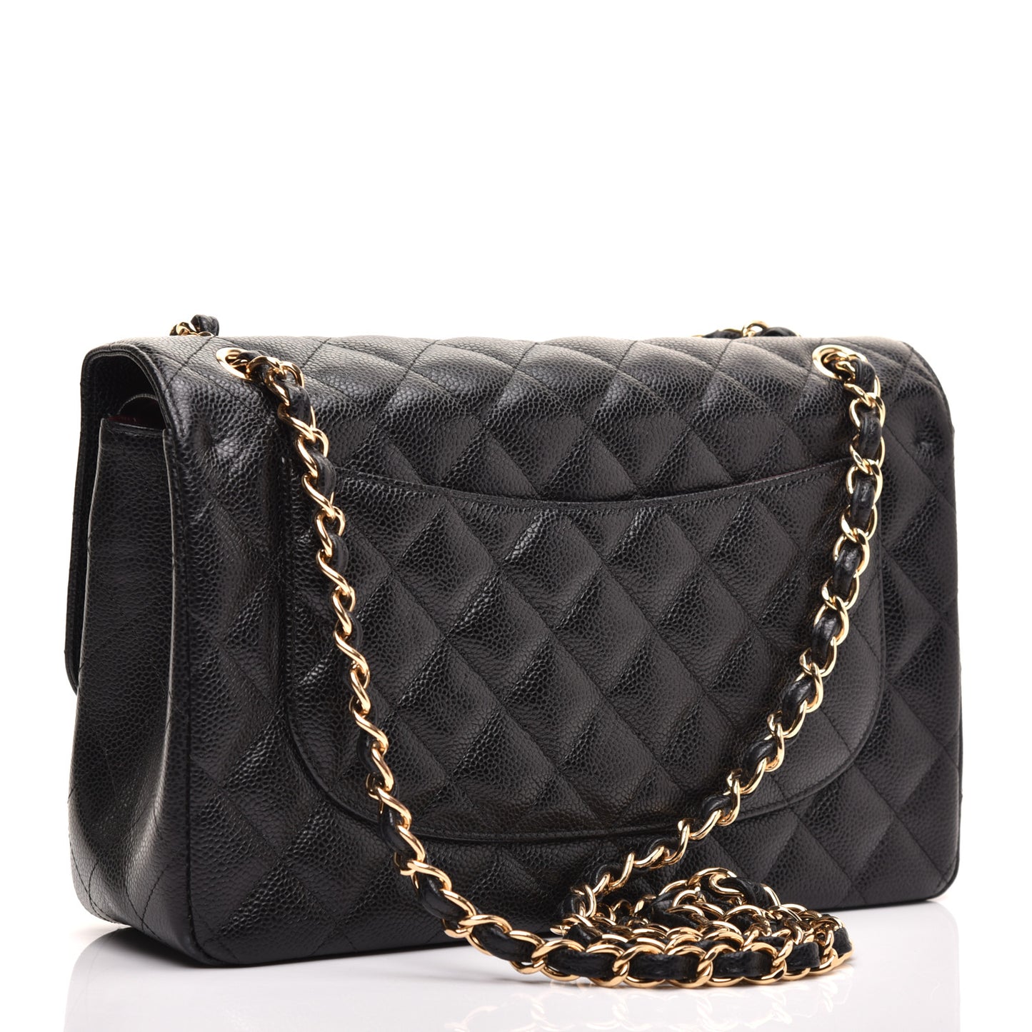 Caviar Quilted Jumbo Double Flap Black