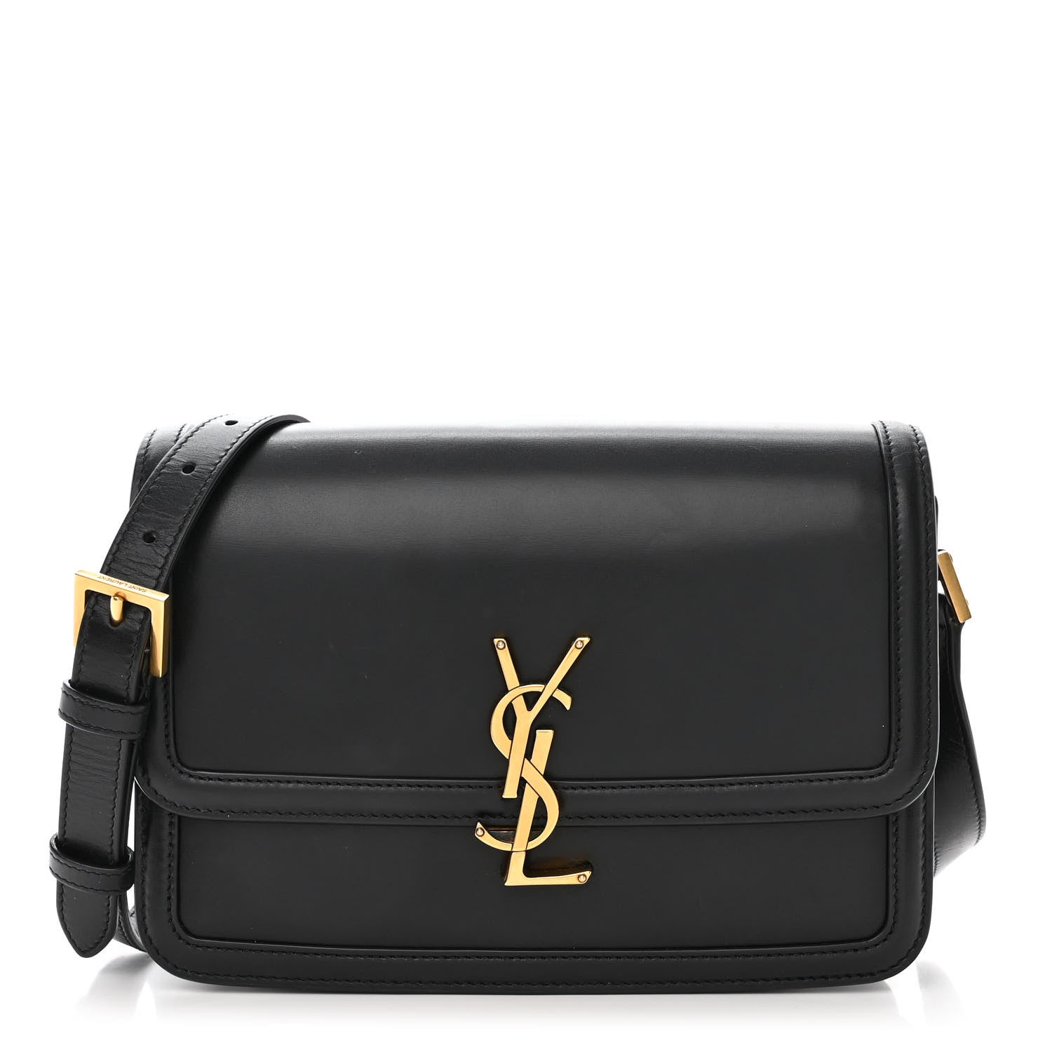 Saint Laurent Box Calfskin Monogram Medium Solferino Satchel Black 1 of 10