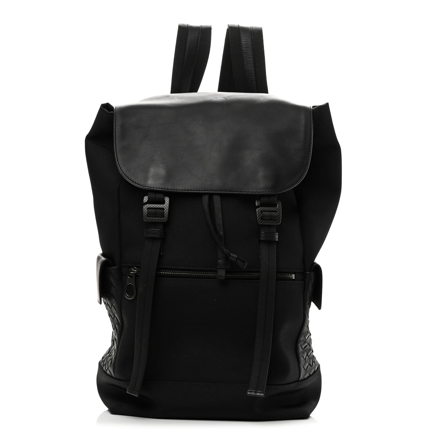 Bottega Veneta Canvas Calfskin Intrecciato Sassolungo Backpack Black 1 of 9