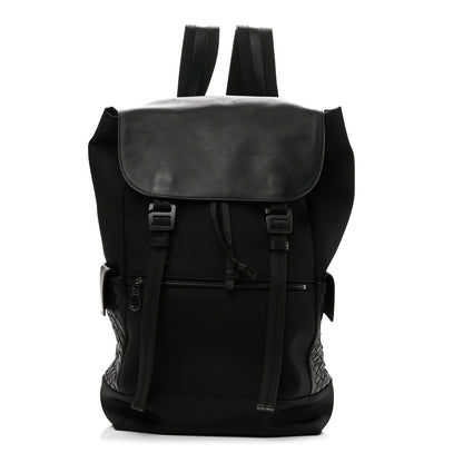 Bottega Veneta Canvas Calfskin Intrecciato Sassolungo Backpack Black 1 of 9