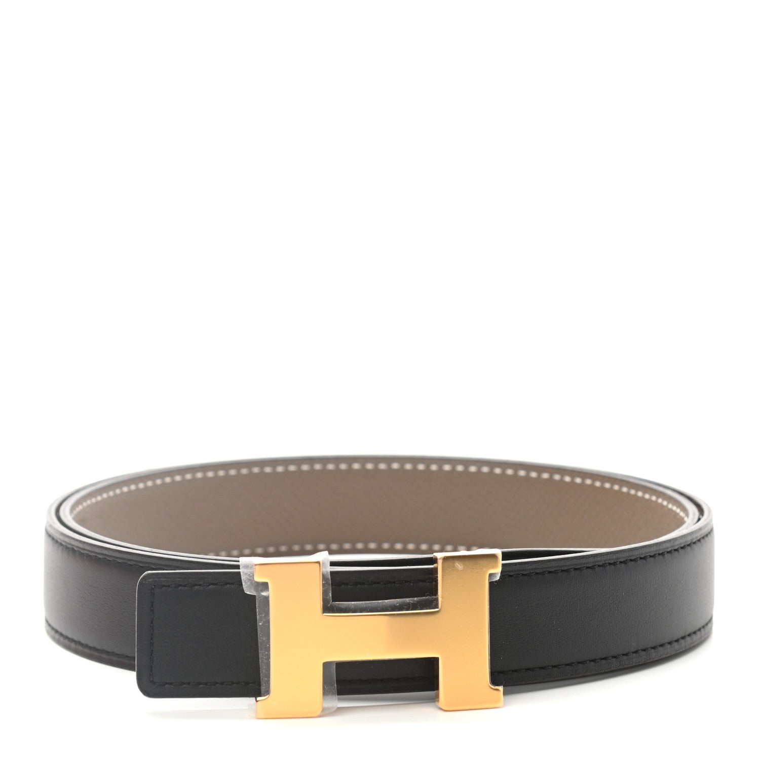 Hermes Swift Epsom 24mm Mini Constance H Belt 80 Black Etoupe 1 of 6