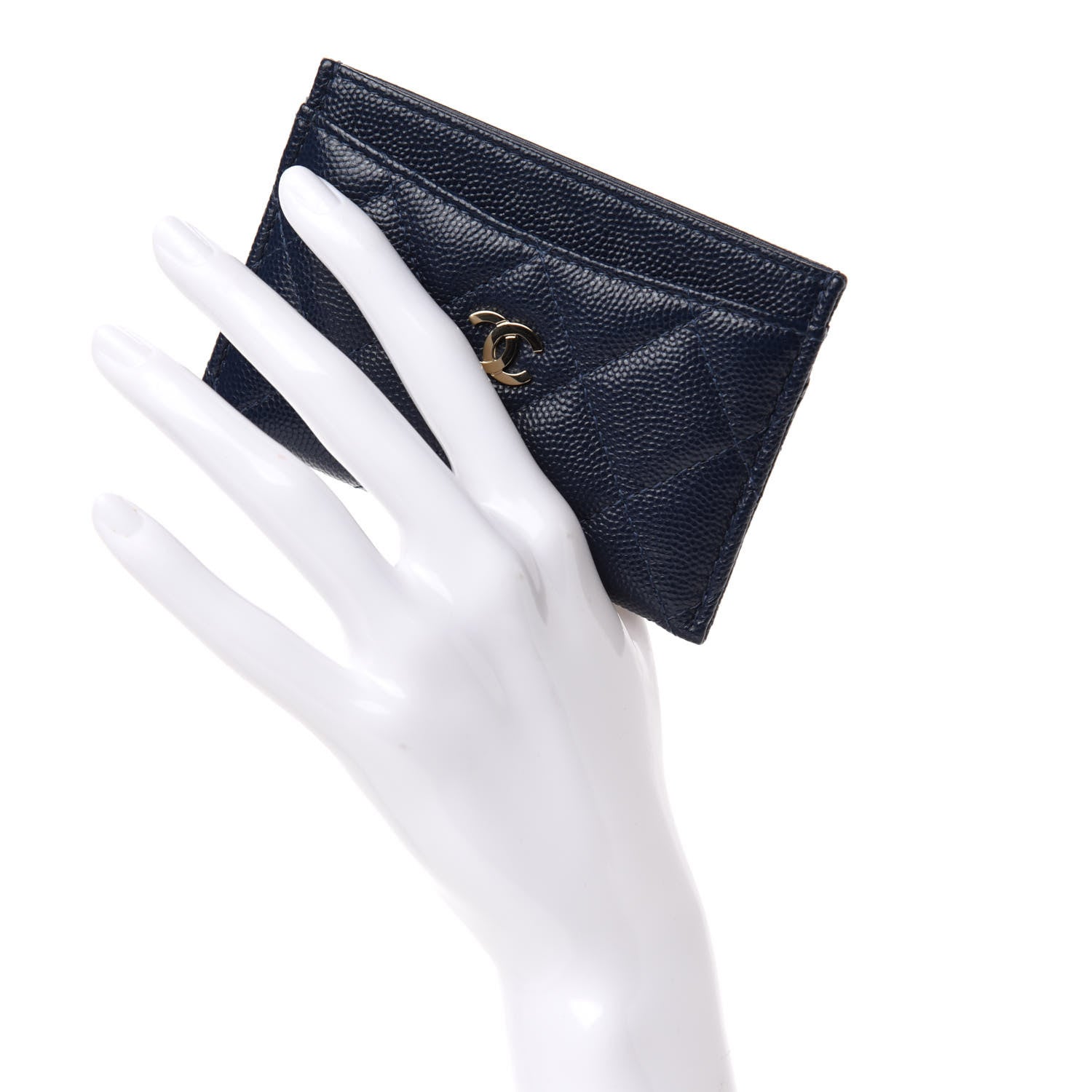 Chanel Caviar Quilted Card Holder Navy 2 of 9