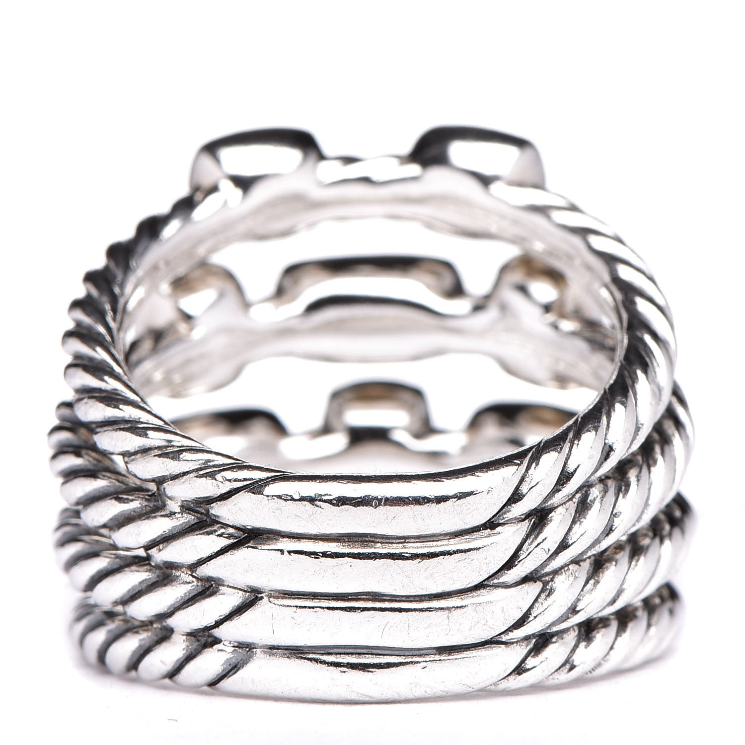 David Yurman Sterling Silver Diamond Confetti 4 Row Ring 53 6.5 4 of 5