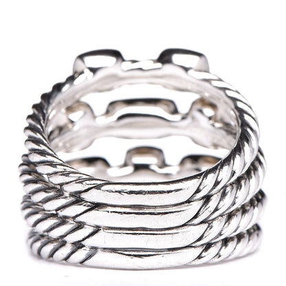 David Yurman Sterling Silver Diamond Confetti 4 Row Ring 53 6.5 4 of 5