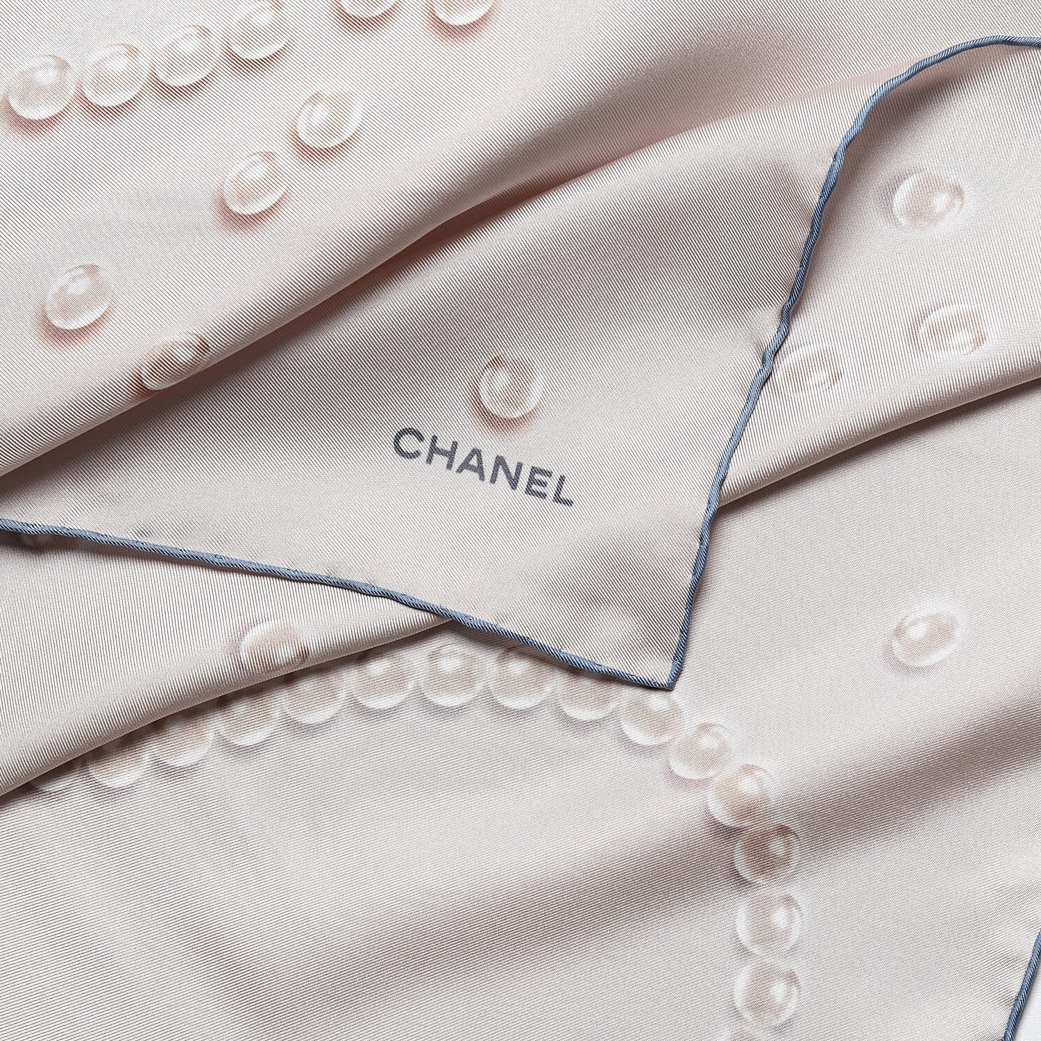 Chanel Silk Pearl Square Scarf Ivory 3 of 4