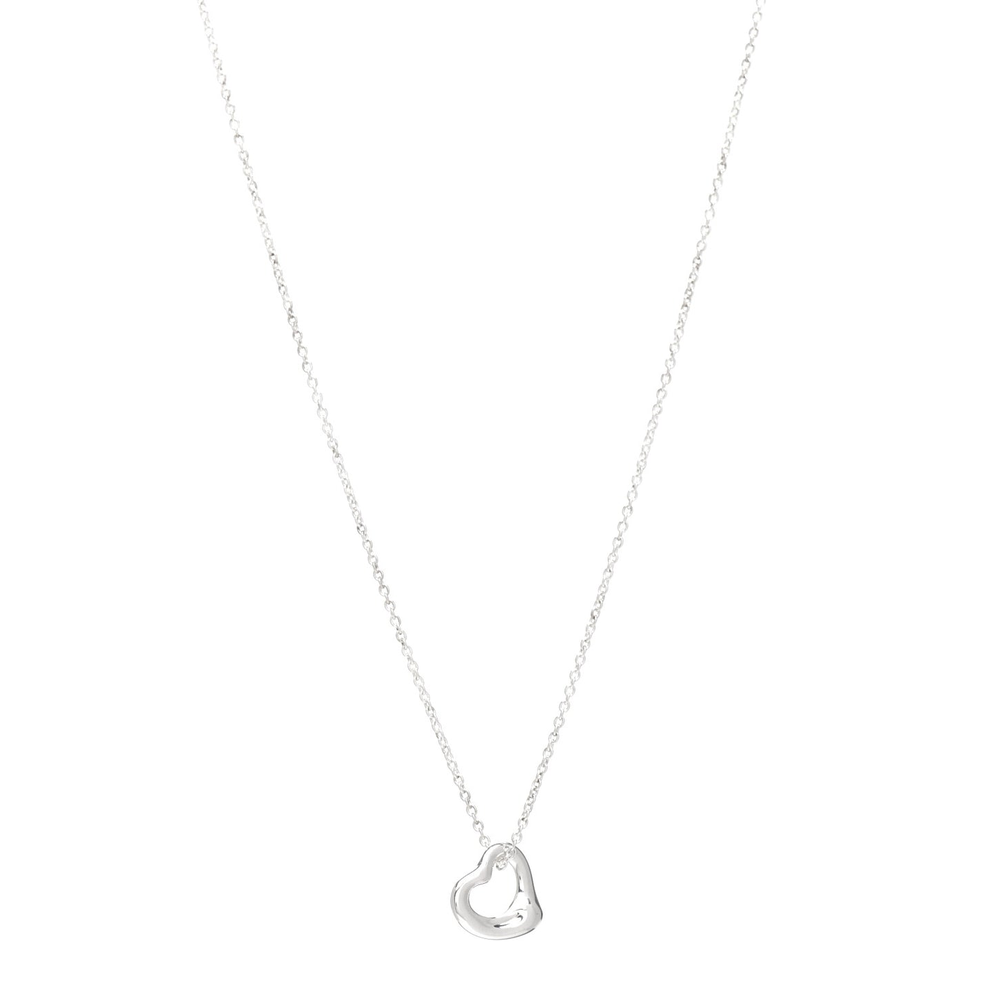 Sterling Silver 11mm Elsa Peretti Open Heart Pendant Necklace