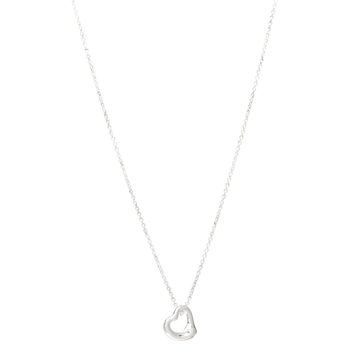 Tiffany Sterling Silver 11mm Elsa Peretti Open Heart Pendant Necklace 1 of 4