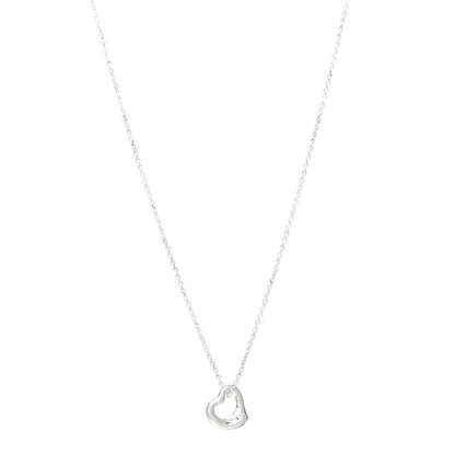 Tiffany Sterling Silver 11mm Elsa Peretti Open Heart Pendant Necklace 1 of 4