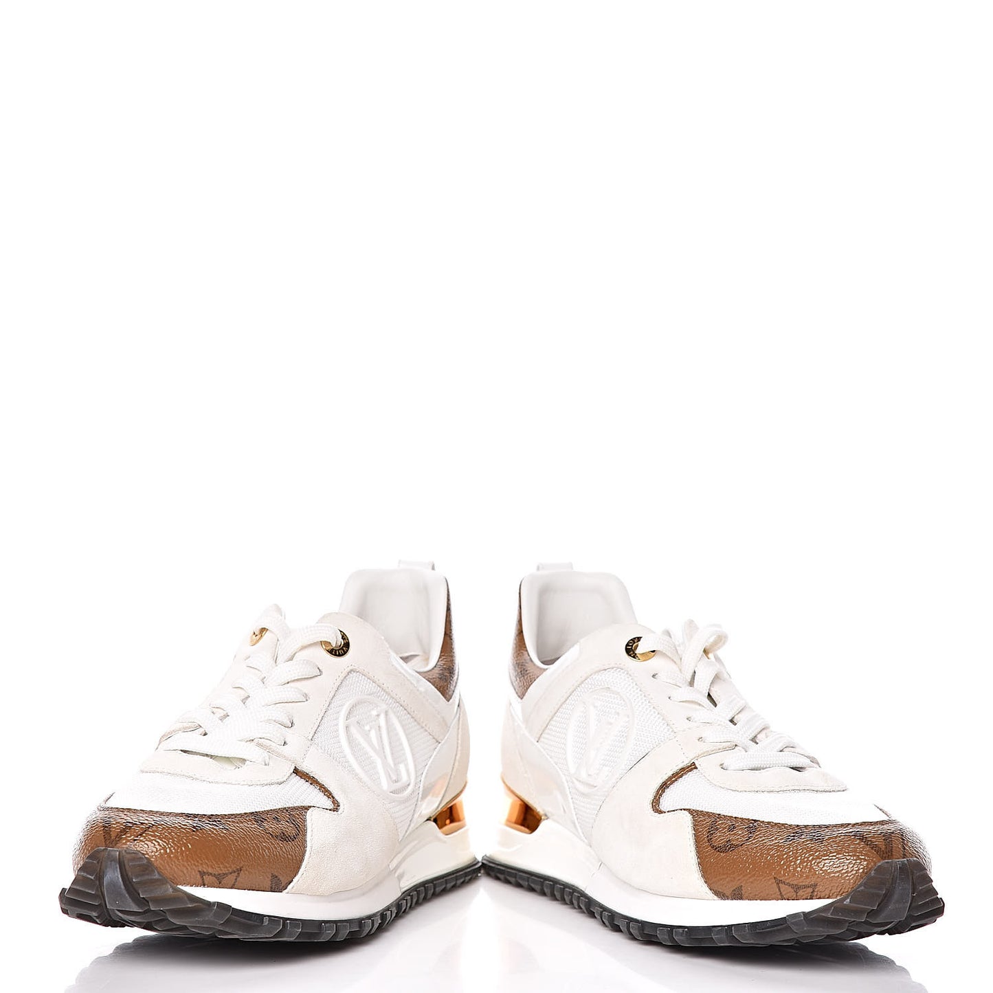 Suede Reverse Monogram Run Away Sneakers 38 White