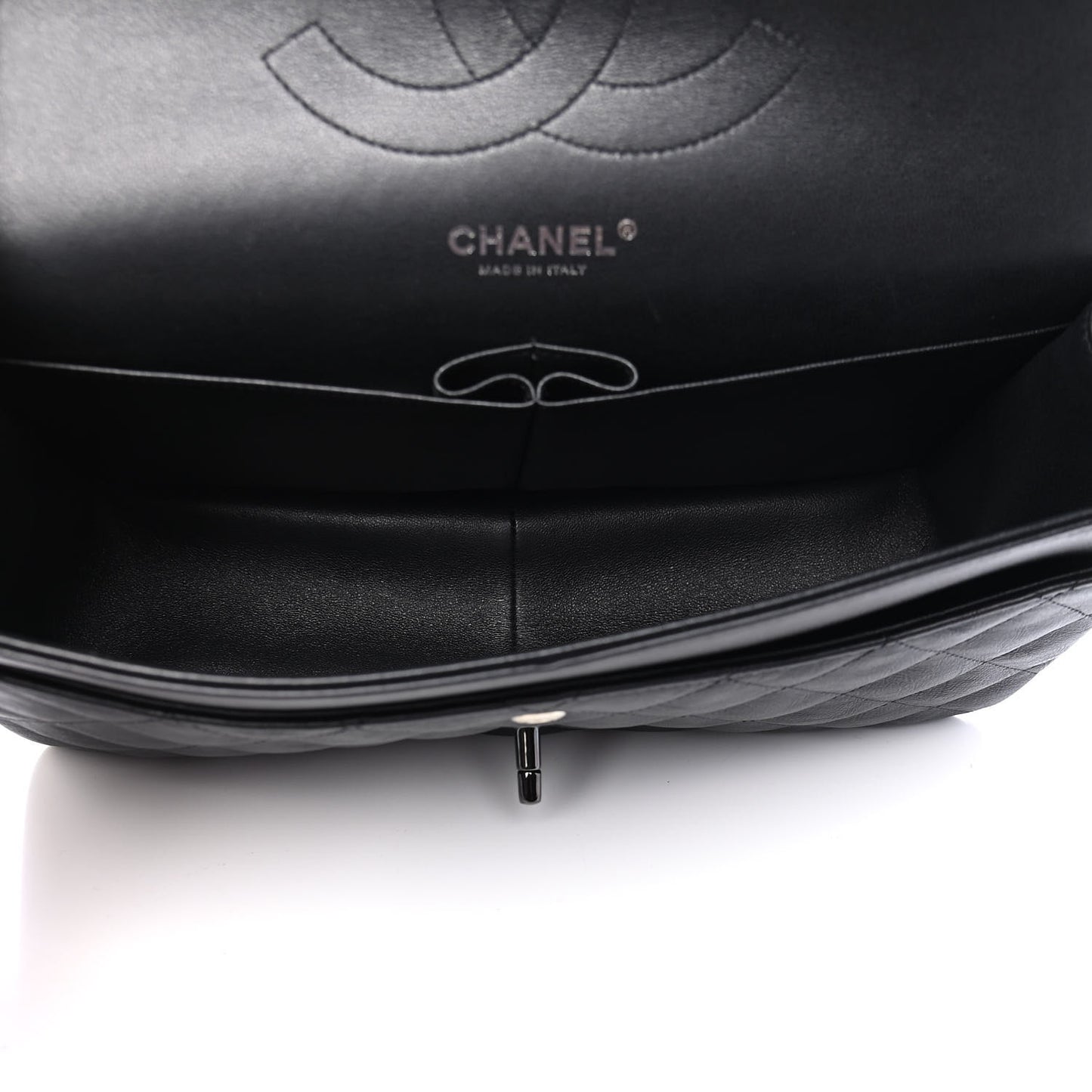 Crumpled Calfskin Quilted Jumbo Double Flap So Black