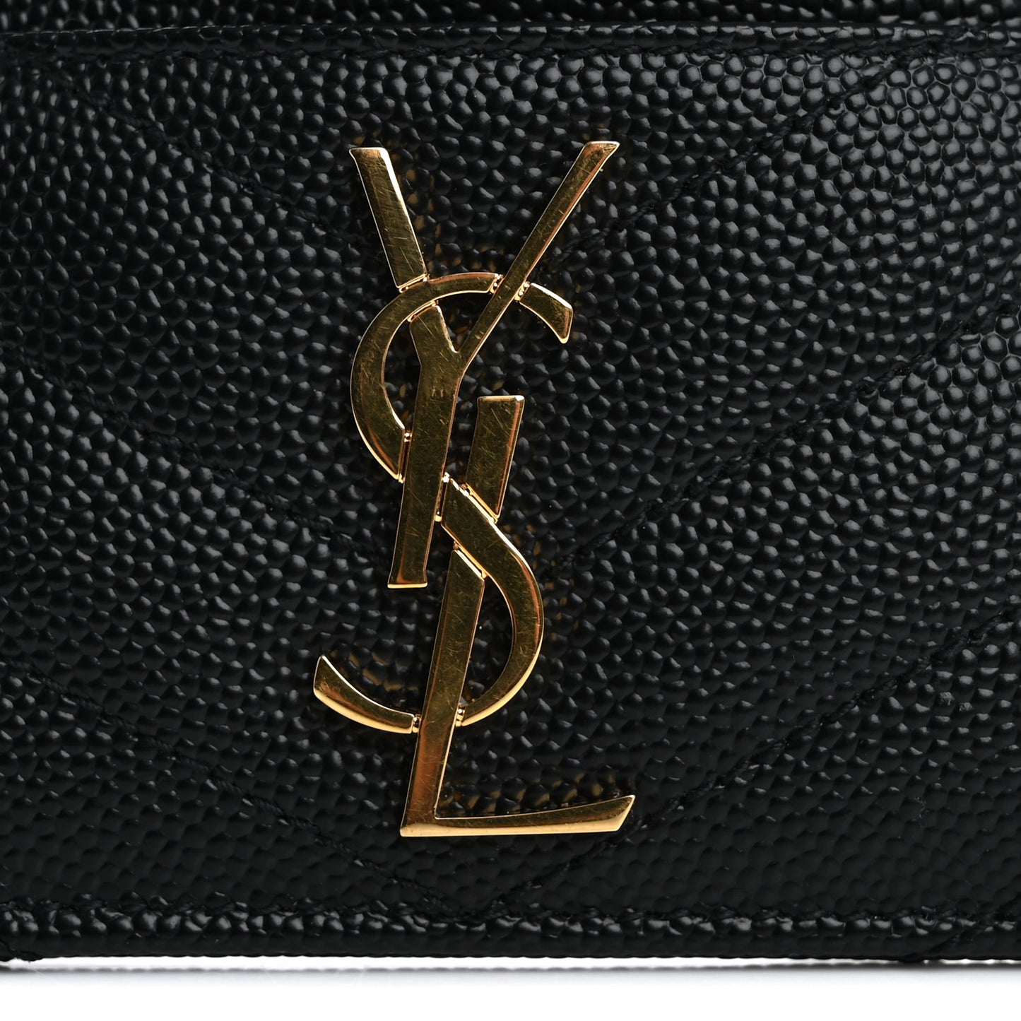 Grain De Poudre Matelasse Chevron Monogram Credit Card Case Black