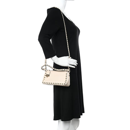 Valentino Garavani Pebbled Calfskin Small Rockstud Flip Lock Shoulder Bag Light Ivory 2 of 13