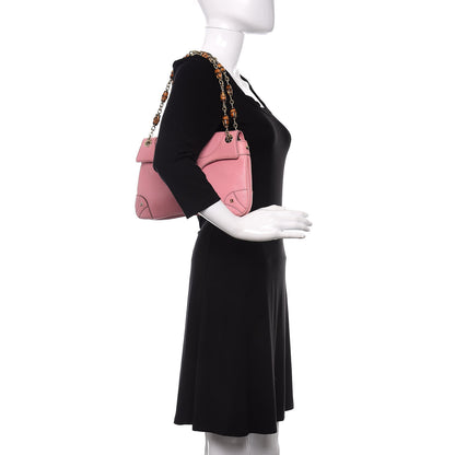 Gucci Pebbled Calfskin Bamboo Chain Bag Pink 2 of 12
