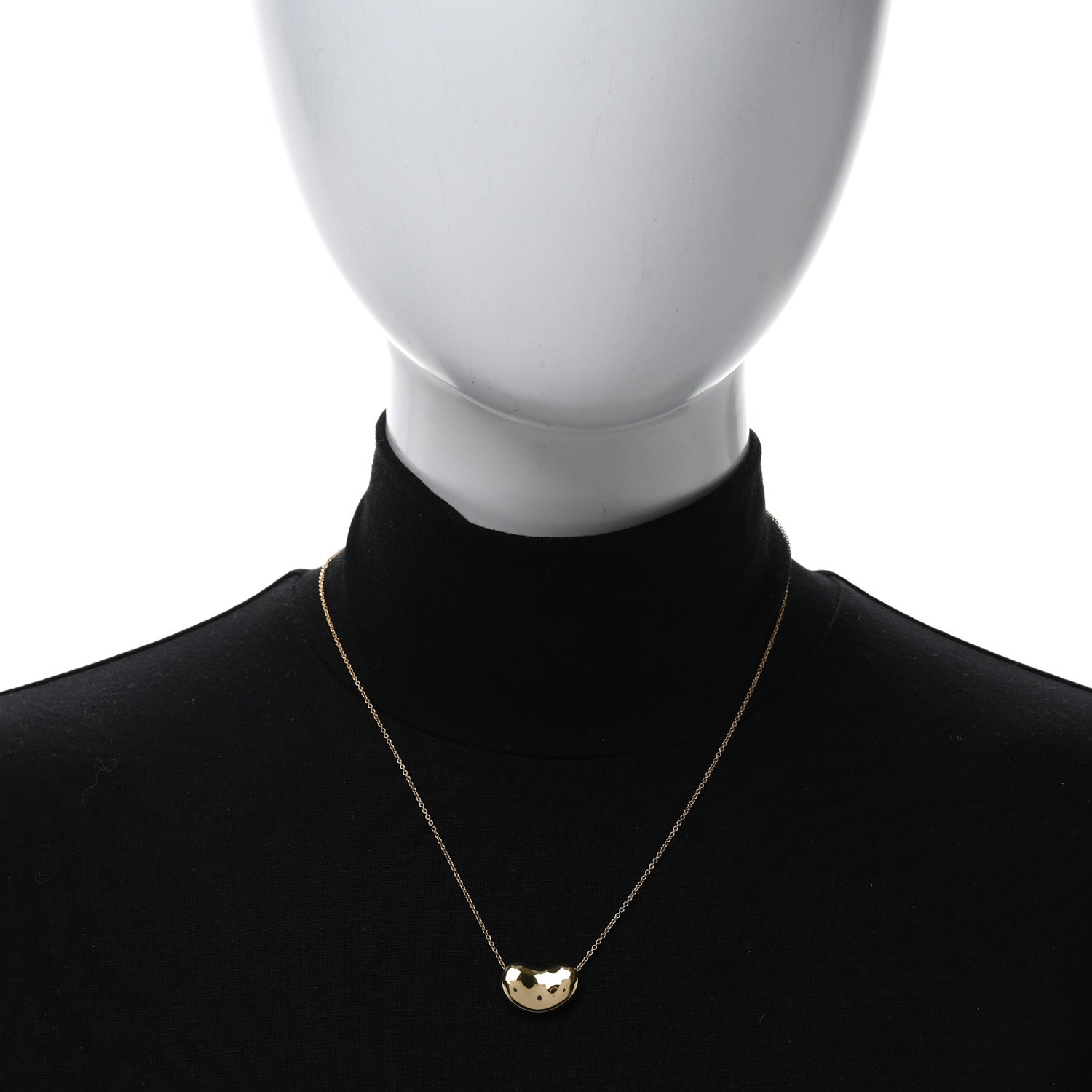 Tiffany 18K Yellow Gold 18mm Elsa Peretti Bean Pendant Necklace 3 of 8