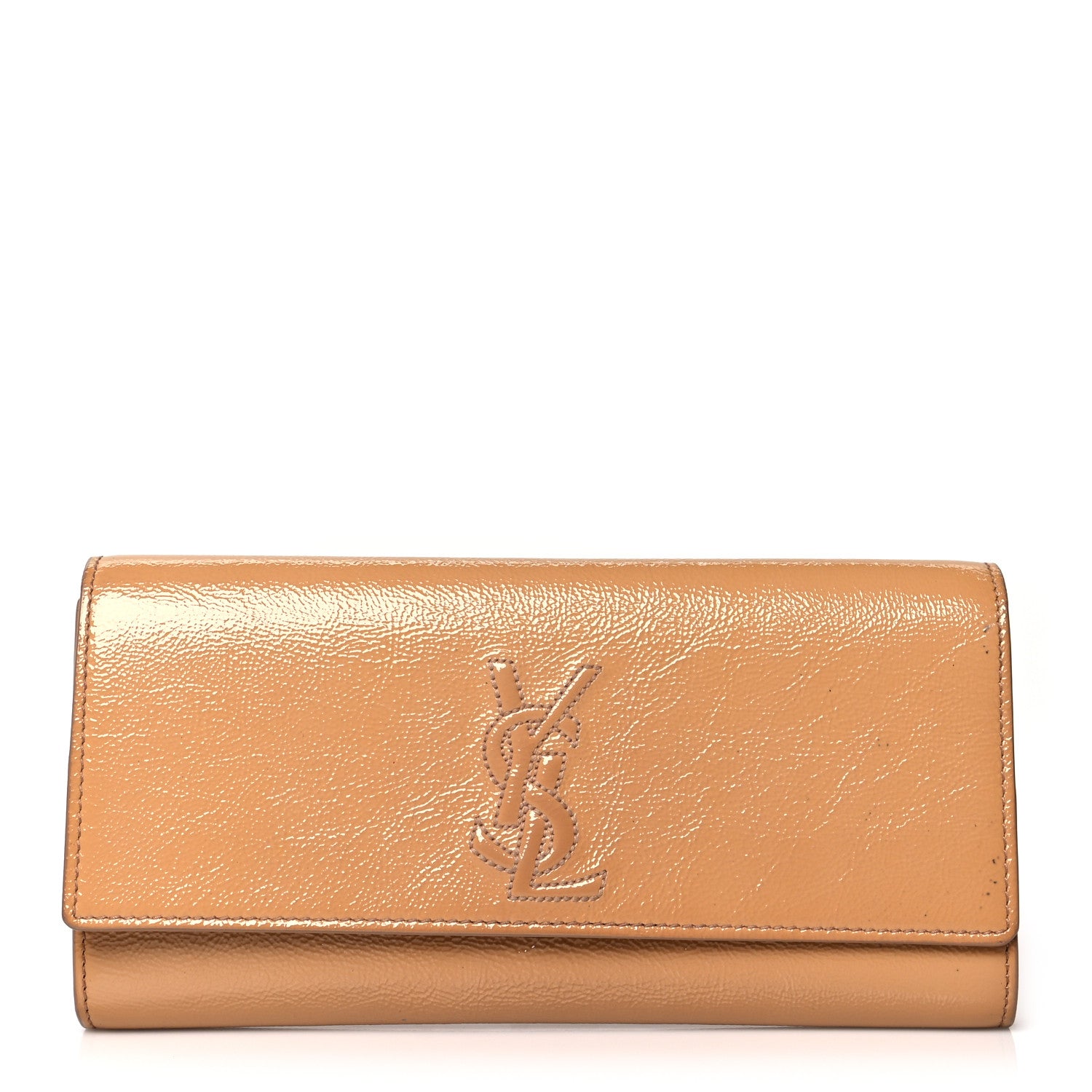 Saint Laurent Textured Patent Calfskin Monogram Large Belle De Jour Clutch Beige 1 of 12