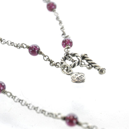 David Yurman Sterling Silver Garnet Bead Chain Necklace 4 of 4