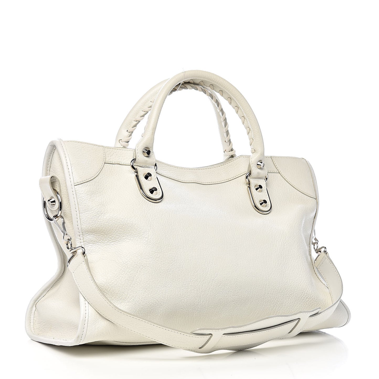 Chevre Silver Metallic Edge Hardware City White