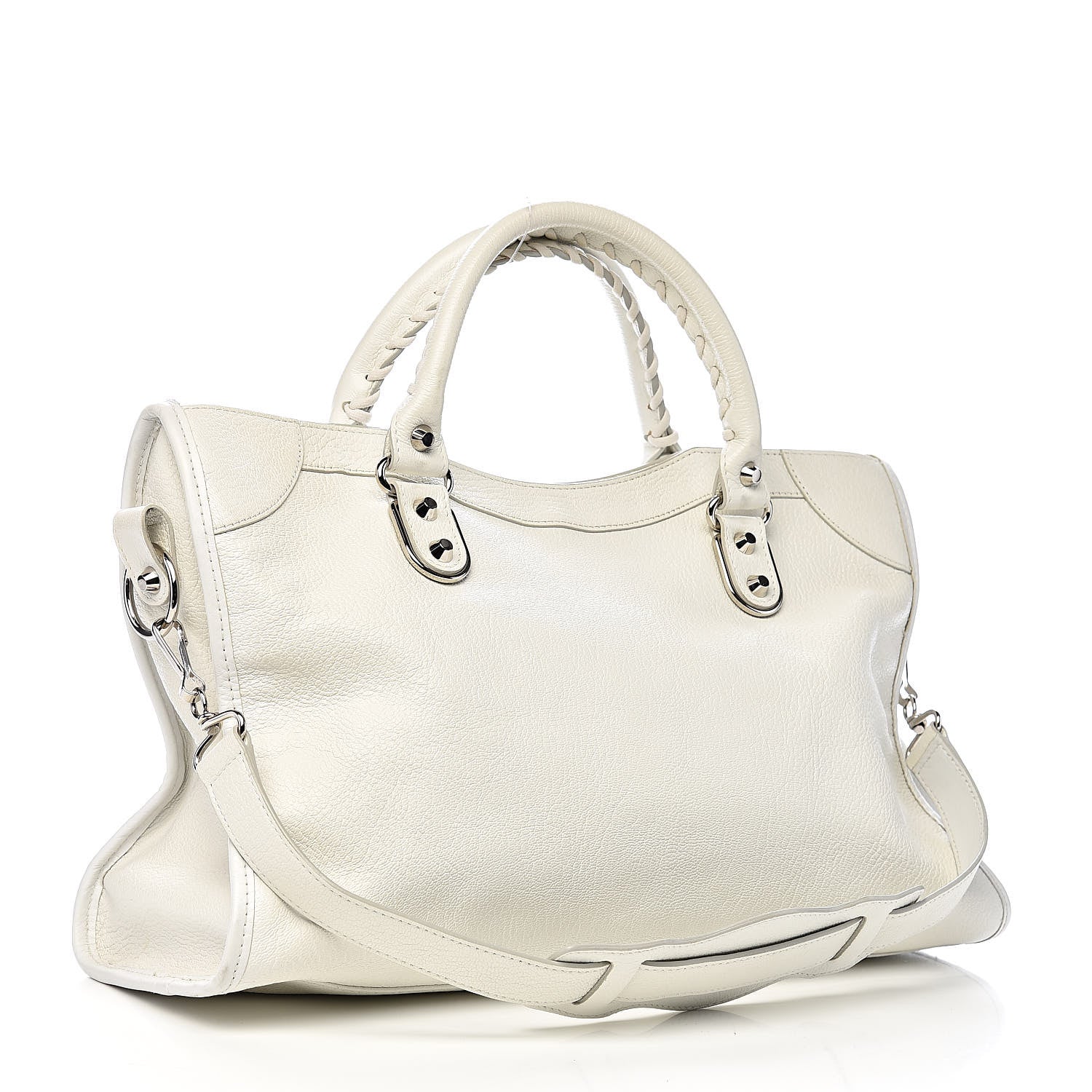 Balenciaga Chevre Silver Metallic Edge Hardware City White 3 of 10