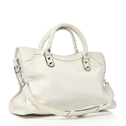 Balenciaga Chevre Silver Metallic Edge Hardware City White 3 of 10