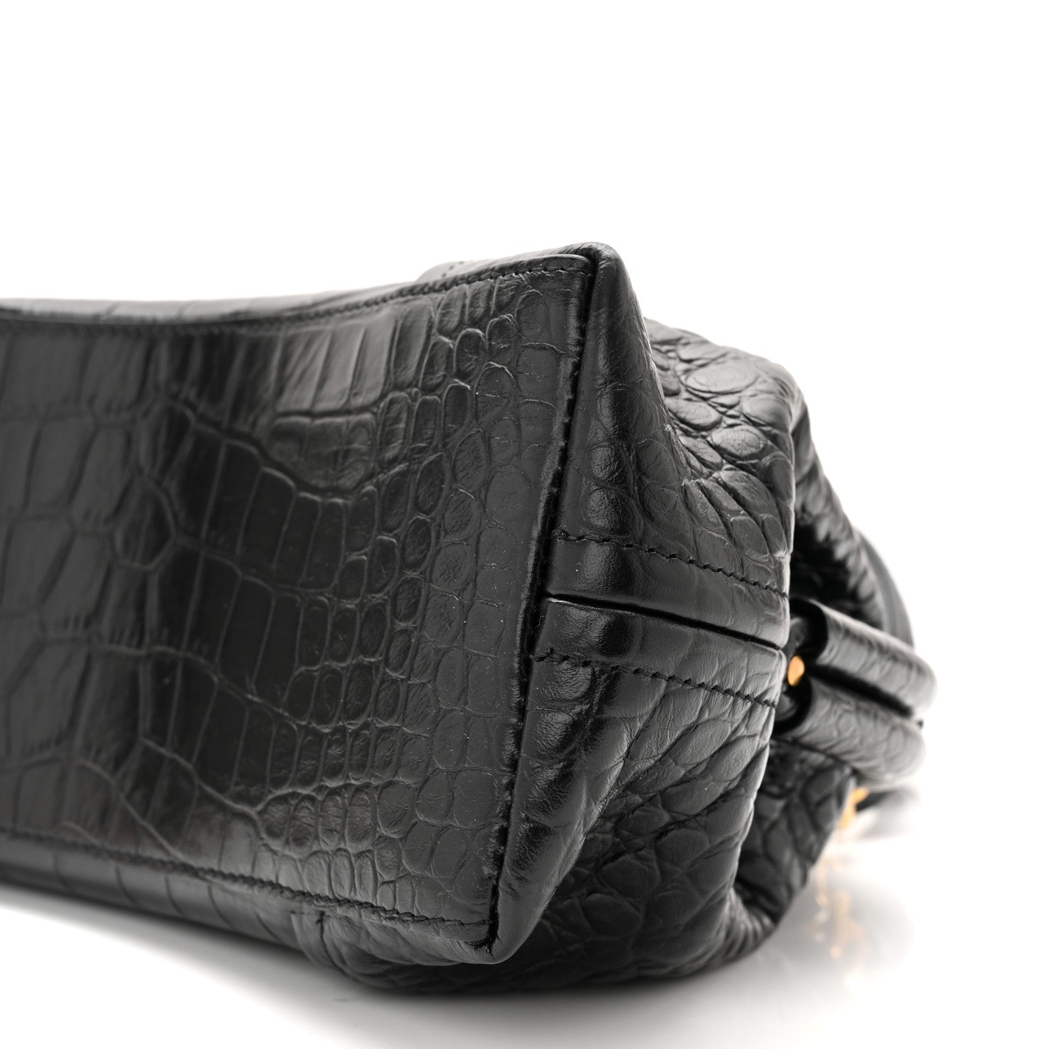 Balenciaga Extra Supple Calfskin Crocodile Embossed Small Editor Bag Black 9 of 9