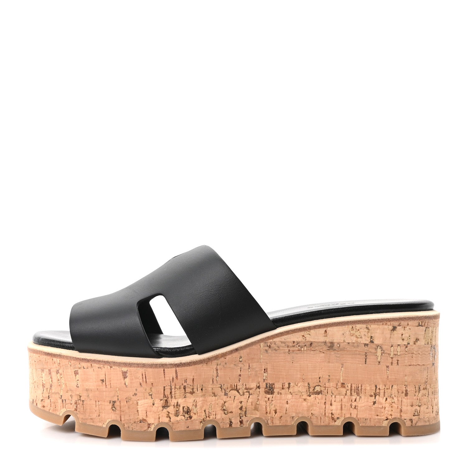 Hermes Calfskin Cork Eze 30 Sandals 38 Black 1 of 10