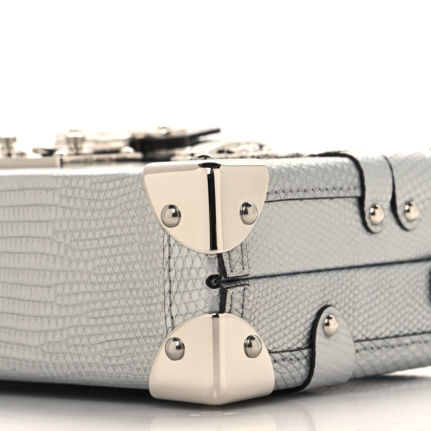Metallic Lizard Petite Malle Silver