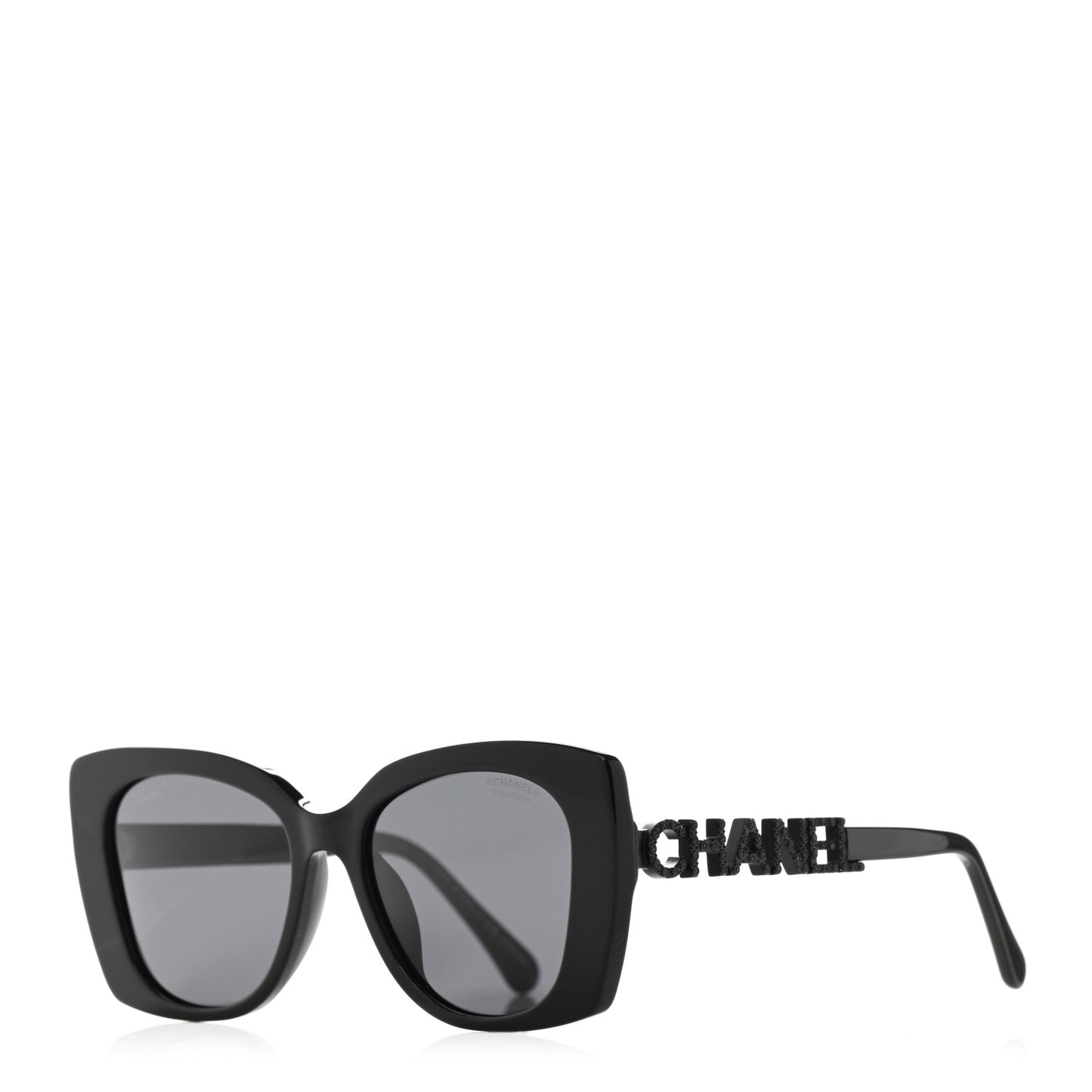 Acetate Strass Polarized Square Sunglasses 5422-B Black