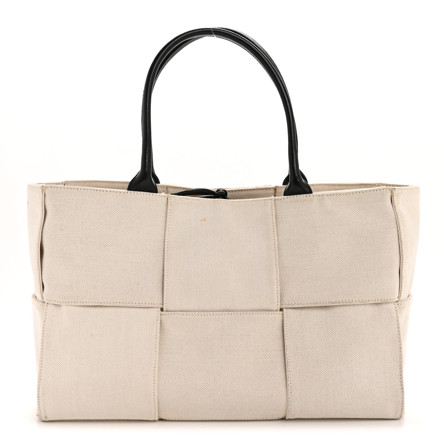 Bottega Veneta Canvas Maxi Intrecciato Medium Arco Tote Beige Black 1 of 14