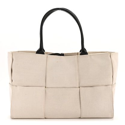Bottega Veneta Canvas Maxi Intrecciato Medium Arco Tote Beige Black 1 of 14