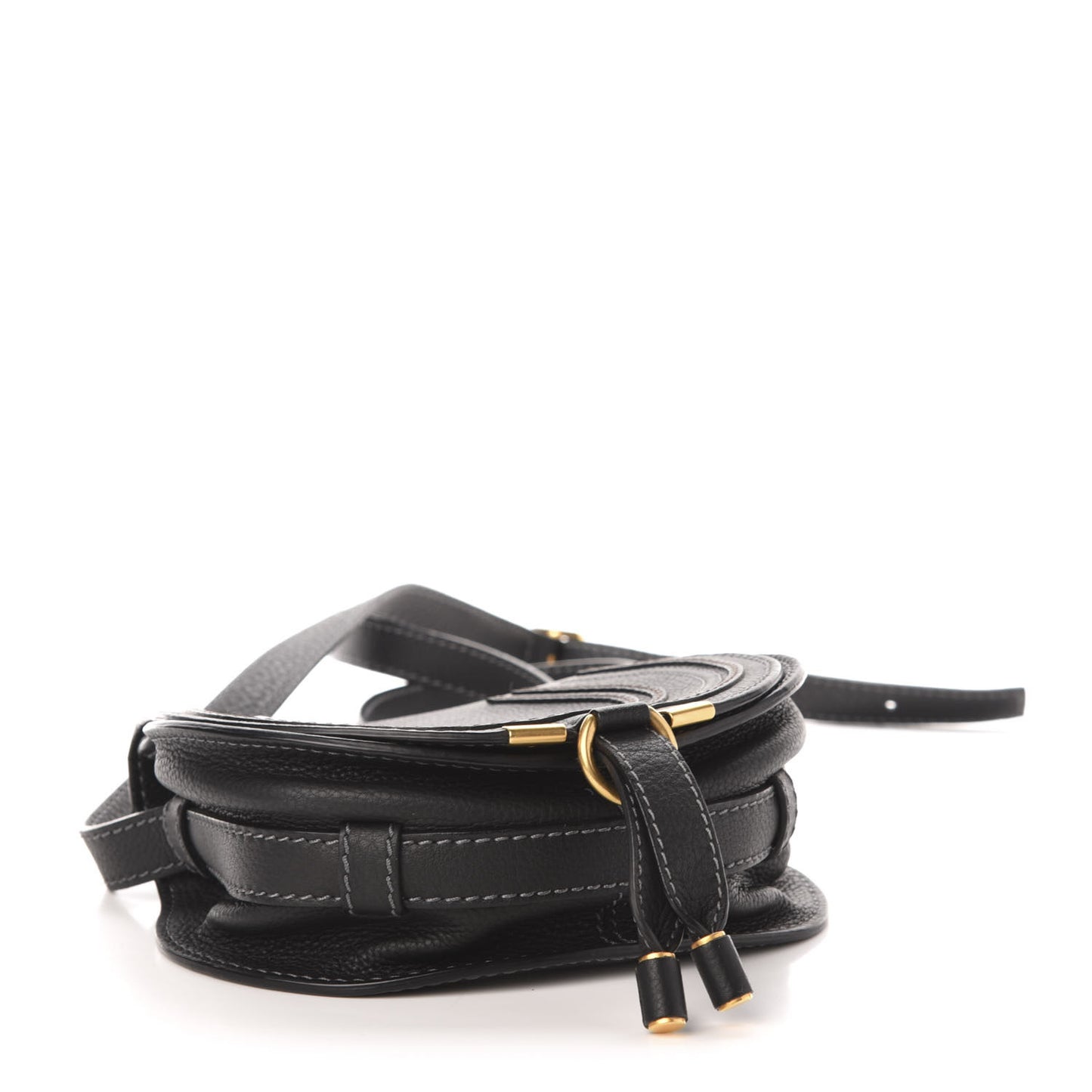 Calfskin Mini Marcie Round Crossbody Bag Black