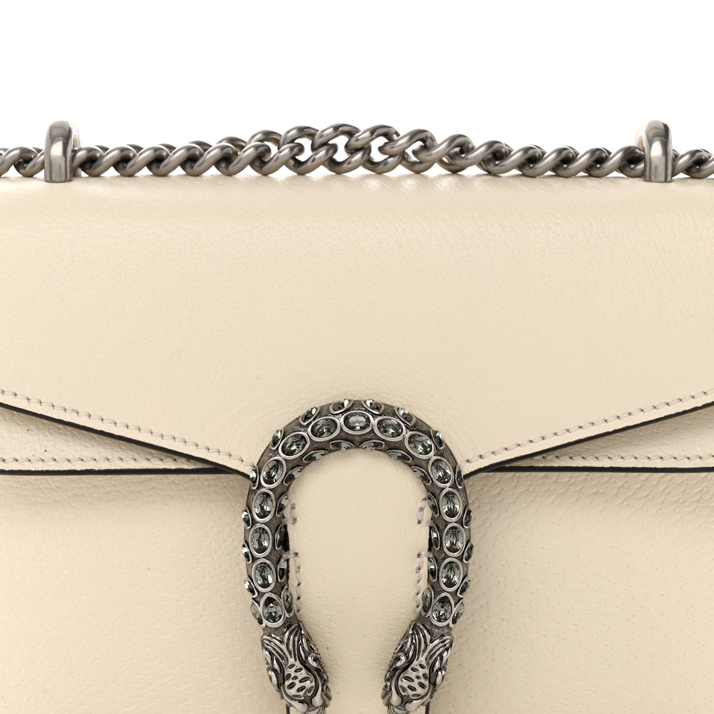 Textured Calfskin Crystal Mini Dionysus Shoulder Bag Mystic White