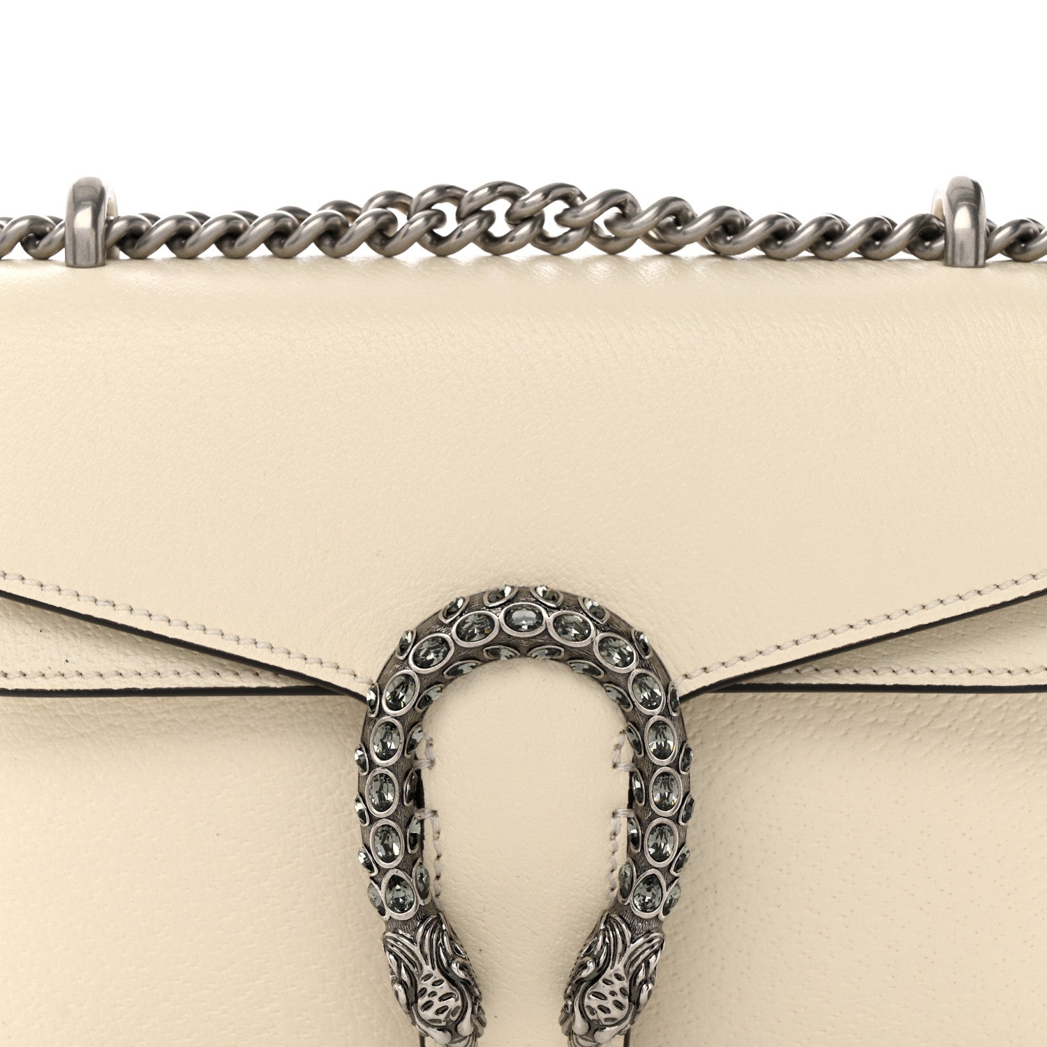 Gucci Textured Calfskin Crystal Mini Dionysus Shoulder Bag Mystic White 9 of 16